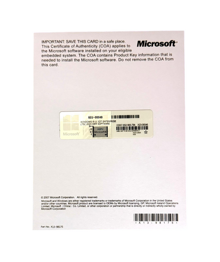 Microsoft Windows 11 IoT Enterprise LTSC 2024 | Licencia COA Adhesiva Certificada