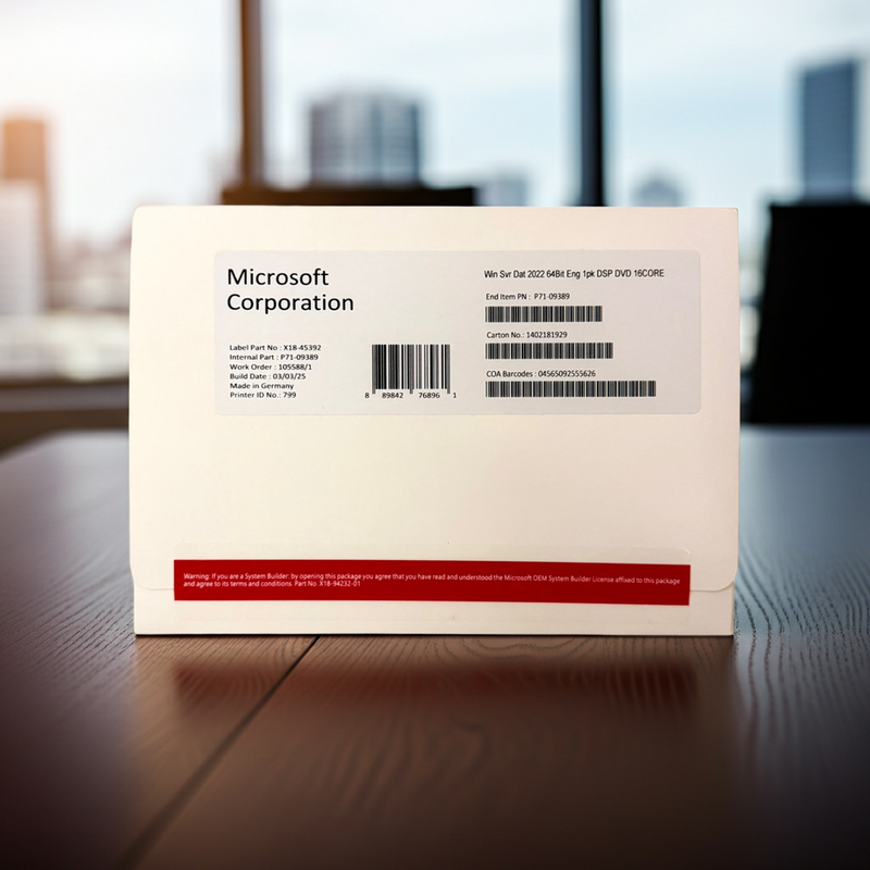 Microsoft Windows Server 2022 Datacenter 64 Bits 16 Cores Dvd
