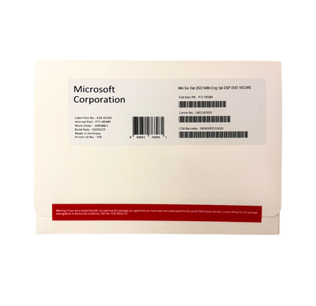 Microsoft Windows Server 2022 Datacenter 64 Bits 16 Cores Dvd