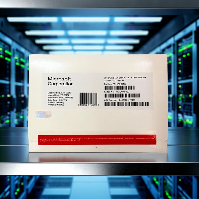 Microsoft Windows Server 2022 Standard 64 Bits 16 Cores Dvd