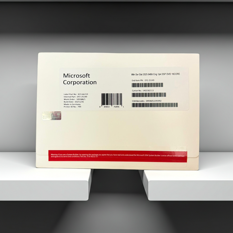 Microsoft Windows Server 2025 Datacenter 64 Bits 16 Cores Dvd